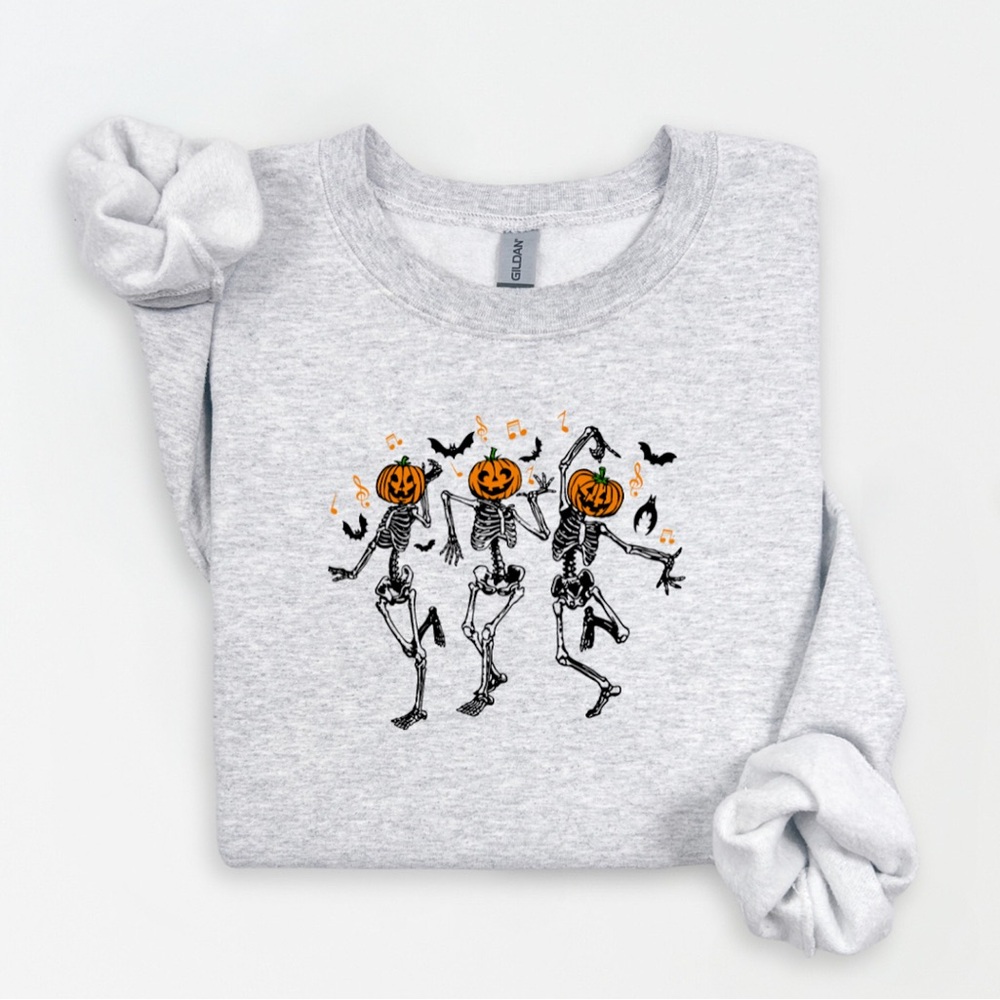 Gray Halloween Skeleton Sweatshirt